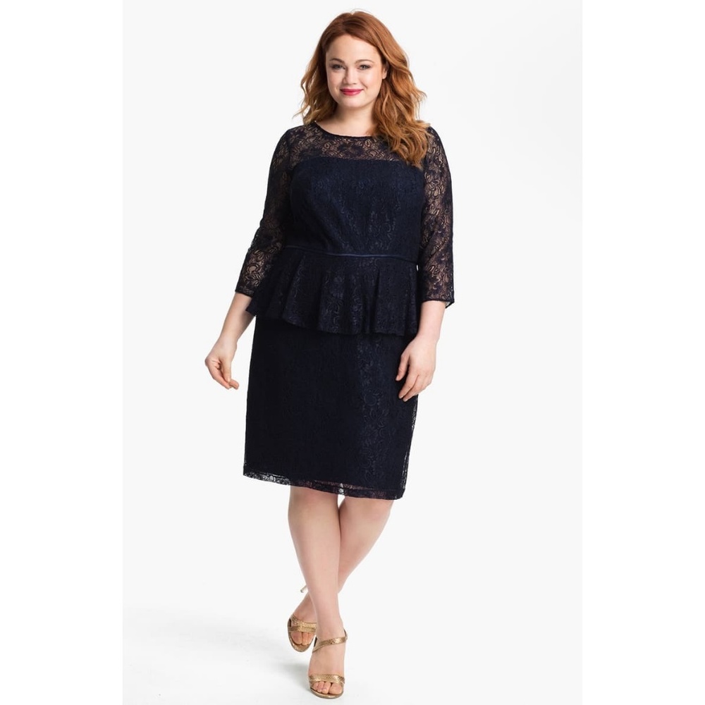 Adrianna Papell Lace Peplum Dress (Plus)